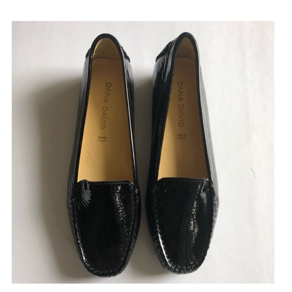 DANA DAVIS HOLLY PATENT ITALIAN LEATHER LOAFER DRIVING SHOES NEAR NEW CONDITION